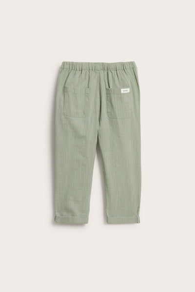 Kids' green textured woven trousers