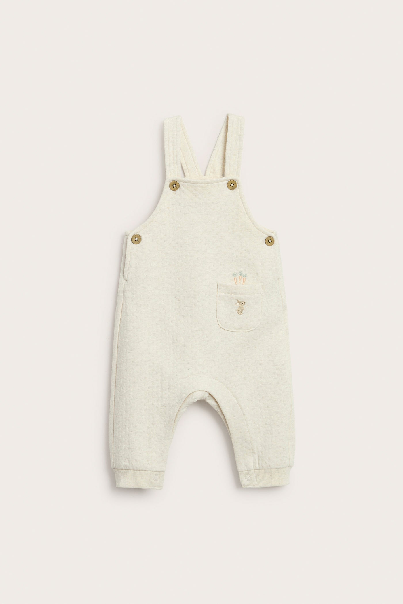 Baby beige jersey dungarees with front pocket