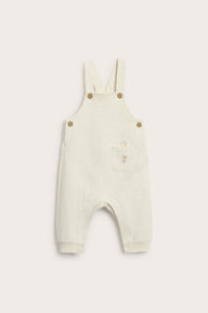 Baby beige jersey dungarees with front pocket