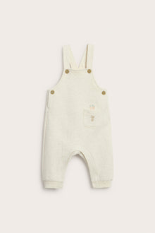 Baby beige jersey dungarees with front pocket