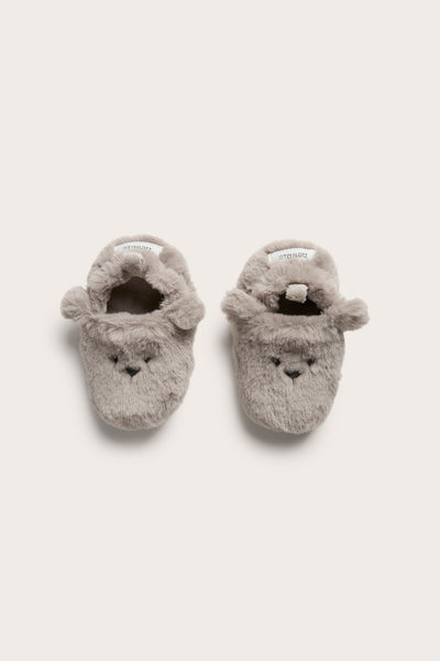 Baby and kids' beige slippers in soft pile