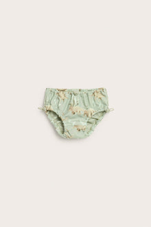 Baby green swim bottoms with dinosaur print