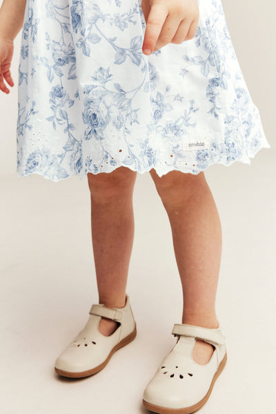 Kids floral embroidered short sleeve dress