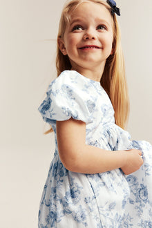 Kids floral embroidered short sleeve dress