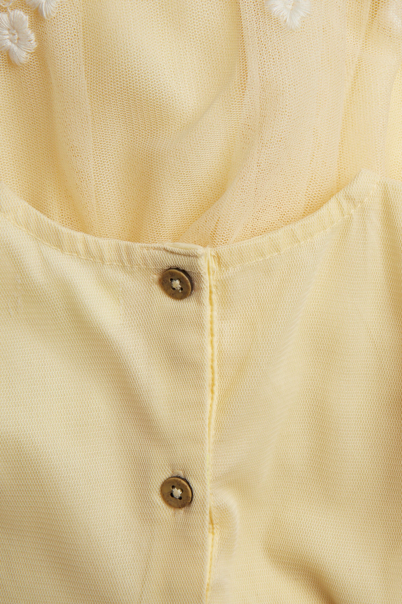 Baby yellow mesh dress with embroidery