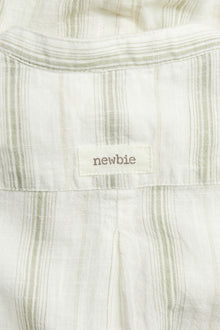 Baby green striped shirt‑style bodysuit