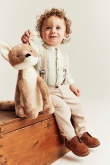 Baby green striped shirt‑style bodysuit