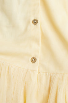 Kids yellow mesh dress with embroidery