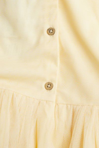 Kids yellow mesh dress with embroidery