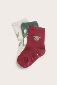 Baby red Christmas socks 3-pack