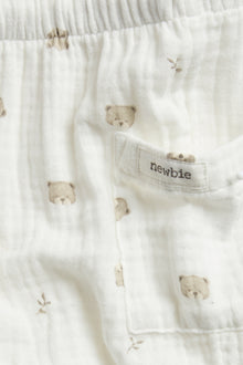 Baby white trousers with bear print