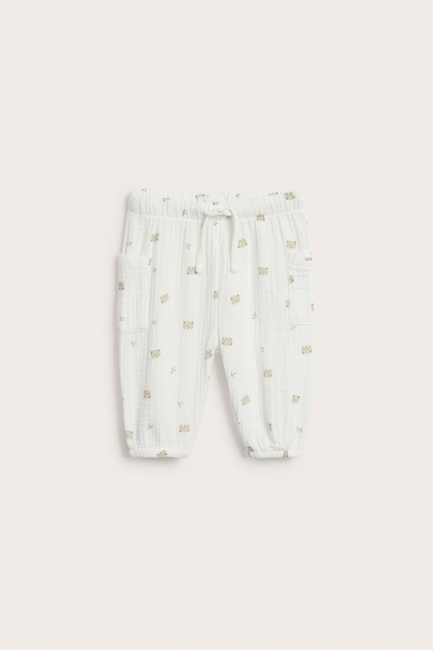 Baby white trousers with bear print