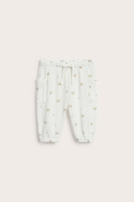 Baby white trousers with bear print