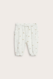Baby white trousers with bear print