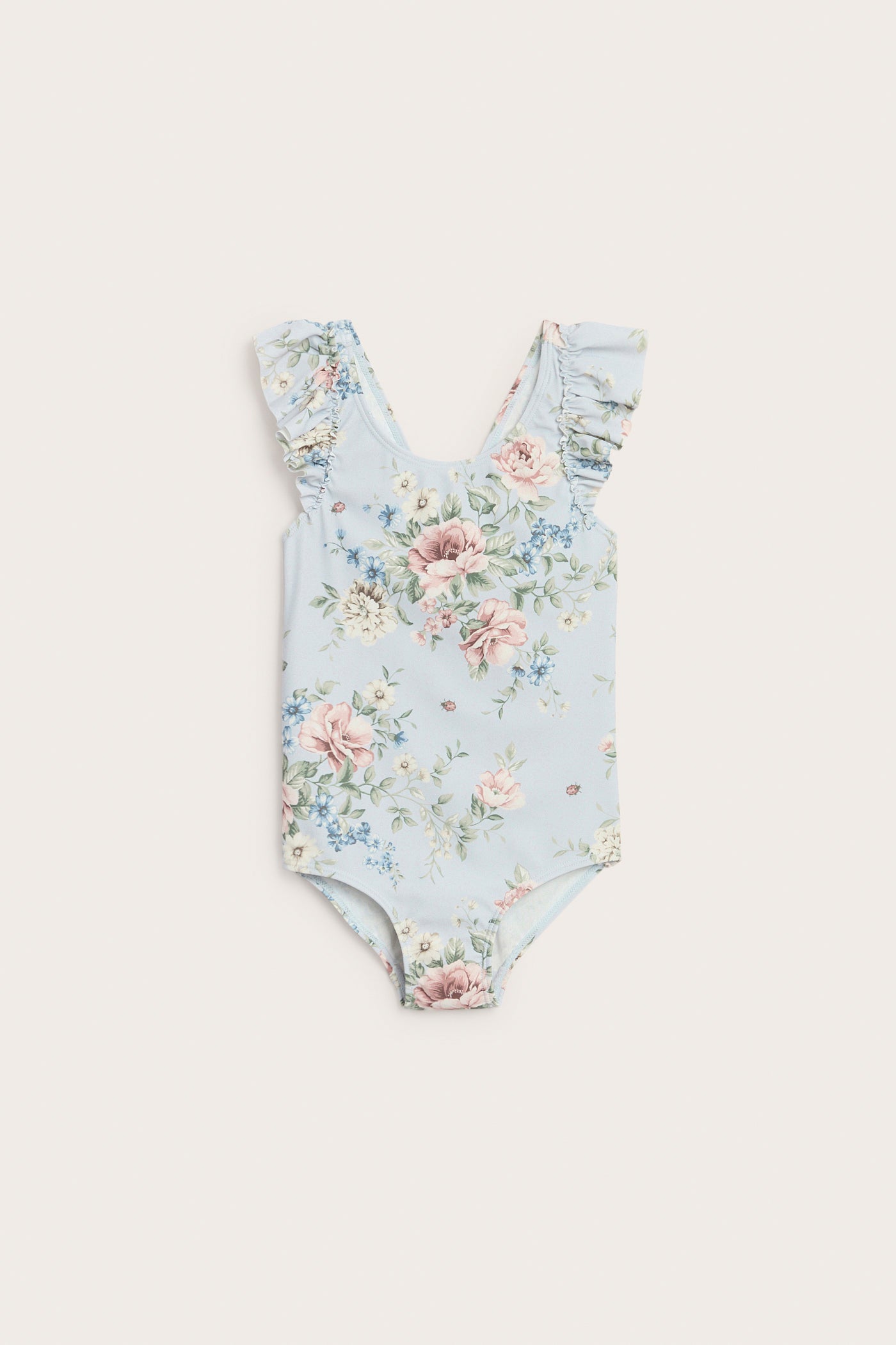 Baby & kids' blue floral frill swimsuit