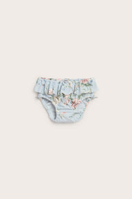 Baby blue floral swim bottoms with frill
