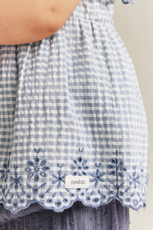 Baby checked bodysuit with frills and embroidery