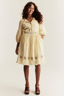 Women's yellow embroidered dress