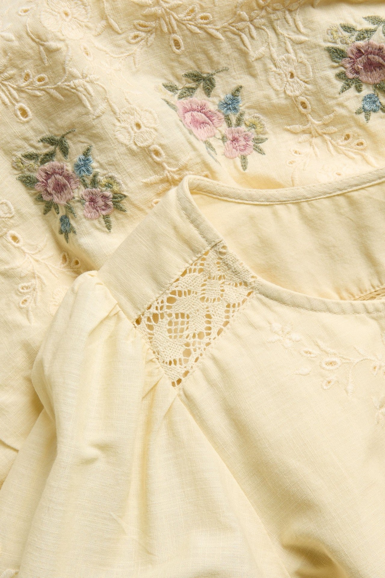 Women's yellow embroidered dress