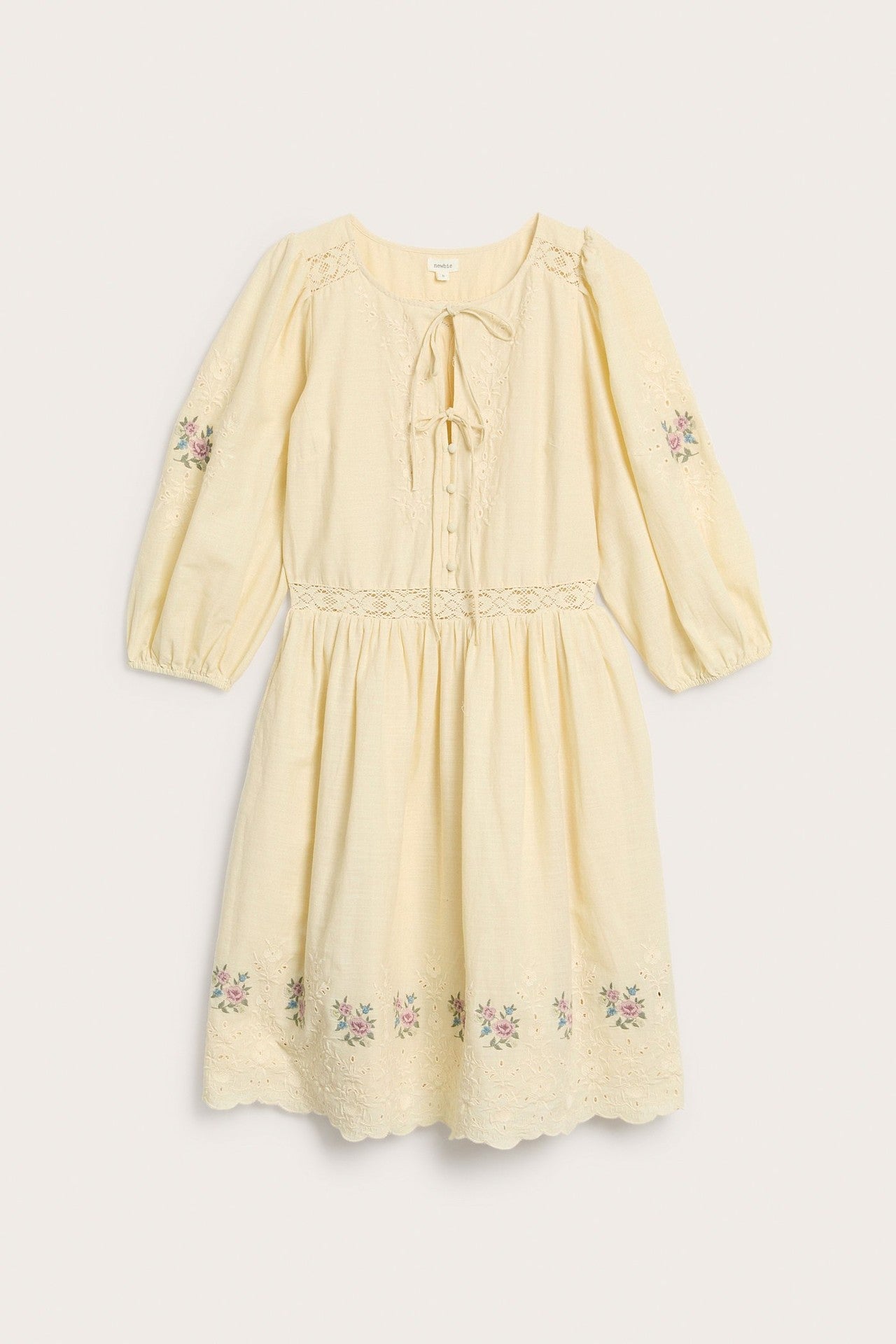 Women's yellow embroidered dress