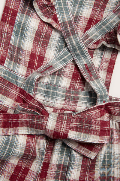 Kids' red checked apron with frill detail