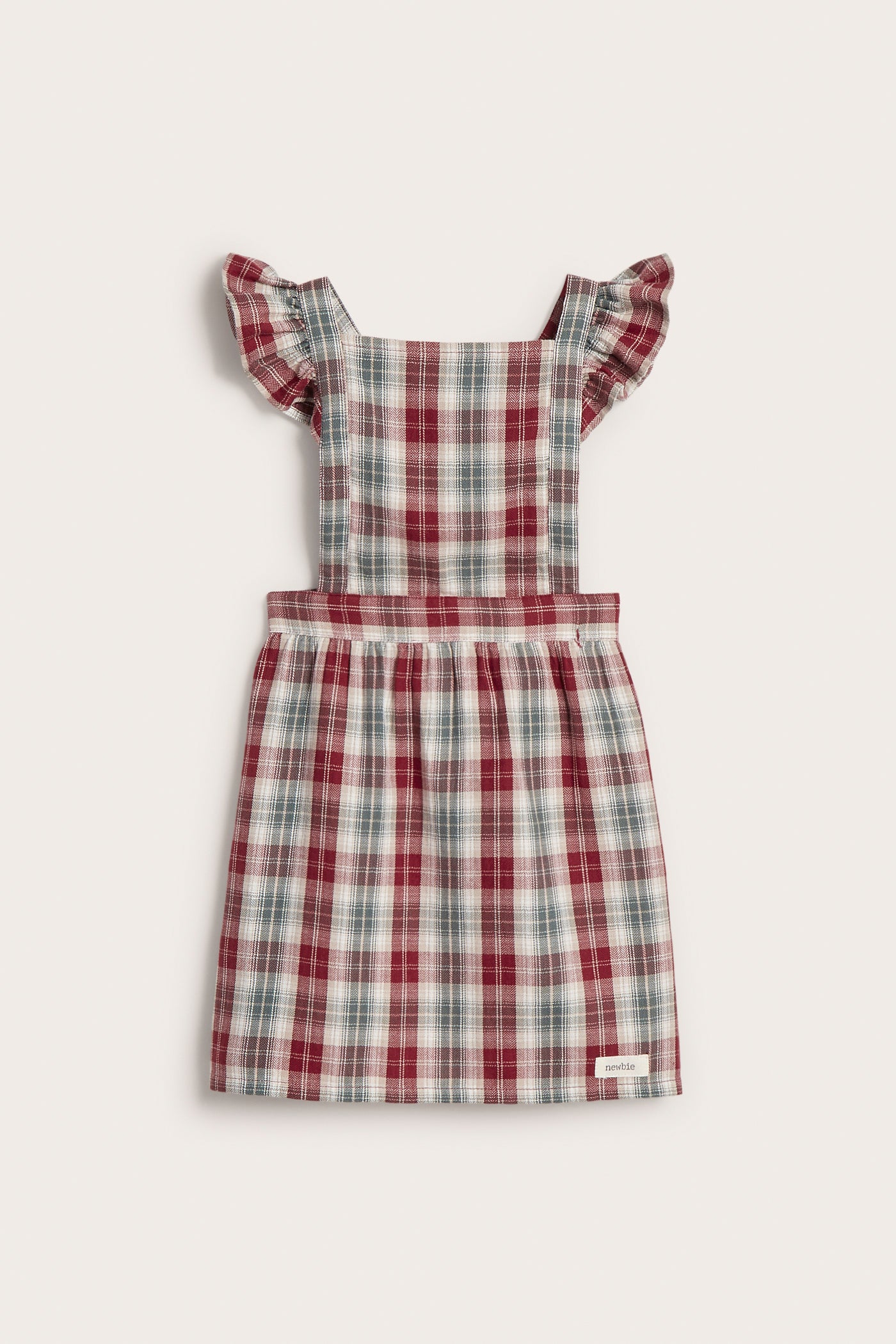 Kids' red checked apron with frill detail