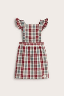 Kids' red checked apron with frill detail