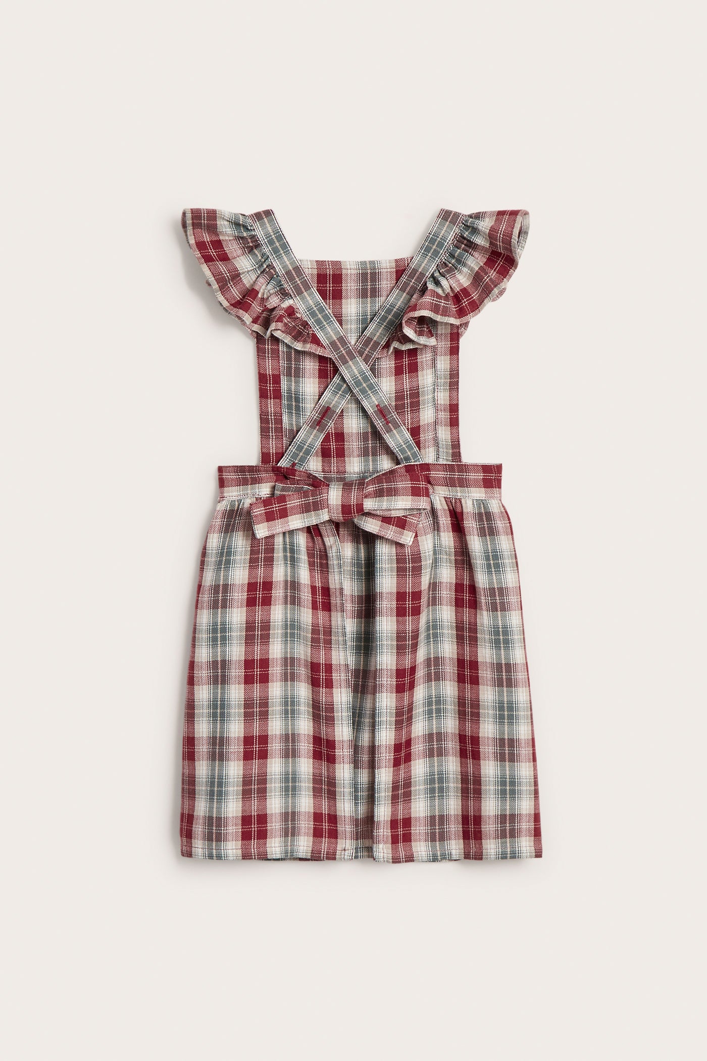 Kids' red checked apron with frill detail