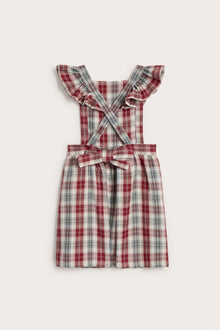 Kids' red checked apron with frill detail