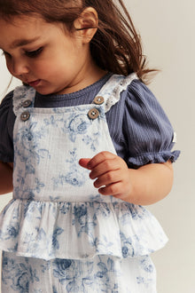 Baby floral dungarees with frill