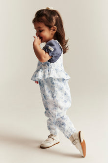 Baby floral dungarees with frill