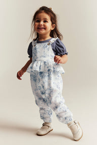 Baby floral dungarees with frill