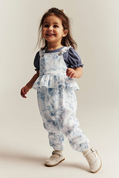 Baby floral dungarees with frill