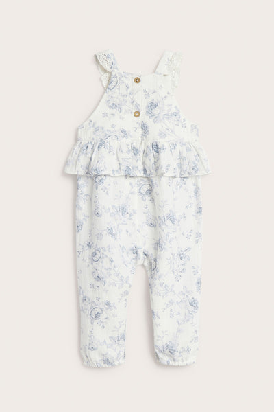 Baby floral dungarees with frill