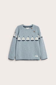 Kids blue jumper with sailboats