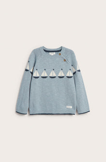 Kids blue jumper with sailboats