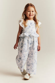 Kids floral jumpsuit with frill