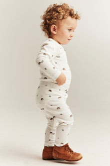 Baby white hedgehog-patterned leggings