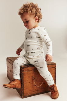 Baby white hedgehog-patterned leggings