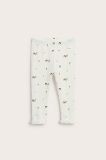 Baby white hedgehog-patterned leggings