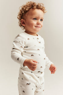 Baby white hedgehog-patterned bodysuit