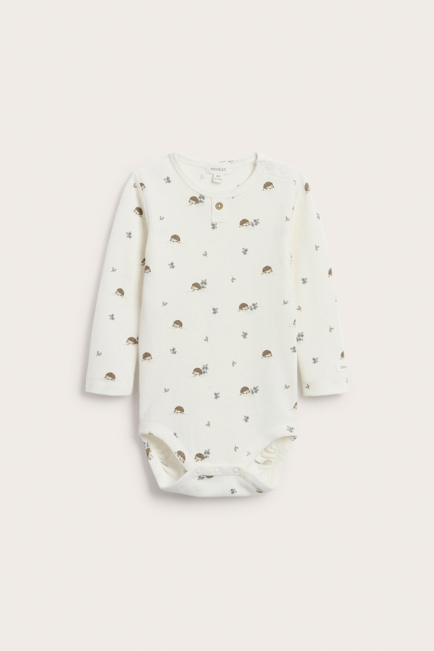 Baby white hedgehog-patterned bodysuit