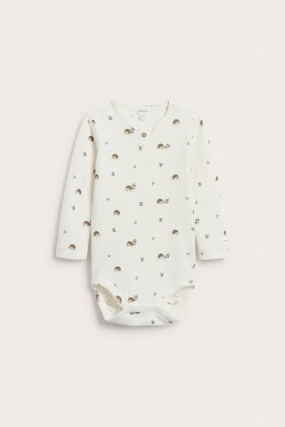Baby white hedgehog-patterned bodysuit