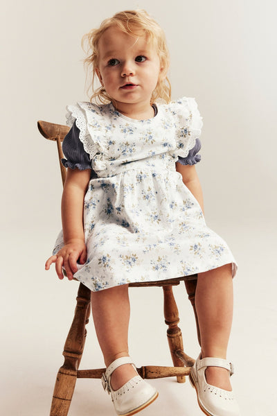 Baby white floral dress with lace