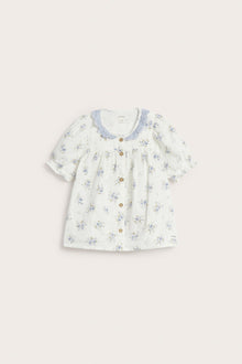 Kids white floral short sleeve blouse