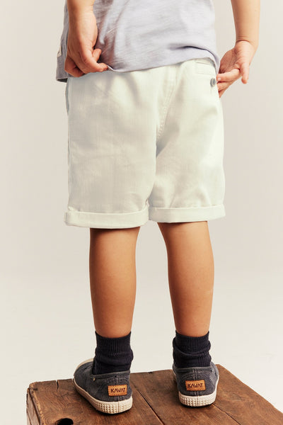 Kids beige woven shorts with pockets