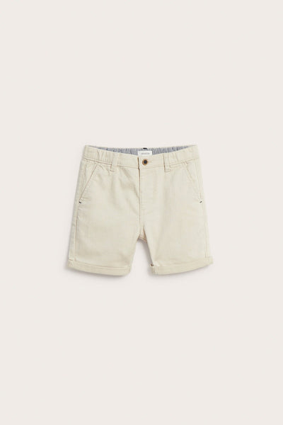 Kids beige woven shorts with pockets