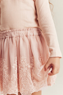 Baby & kids' pink embroidered mesh skirt