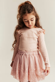 Baby & kids' pink embroidered mesh skirt
