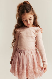 Baby & kids' pink embroidered mesh skirt